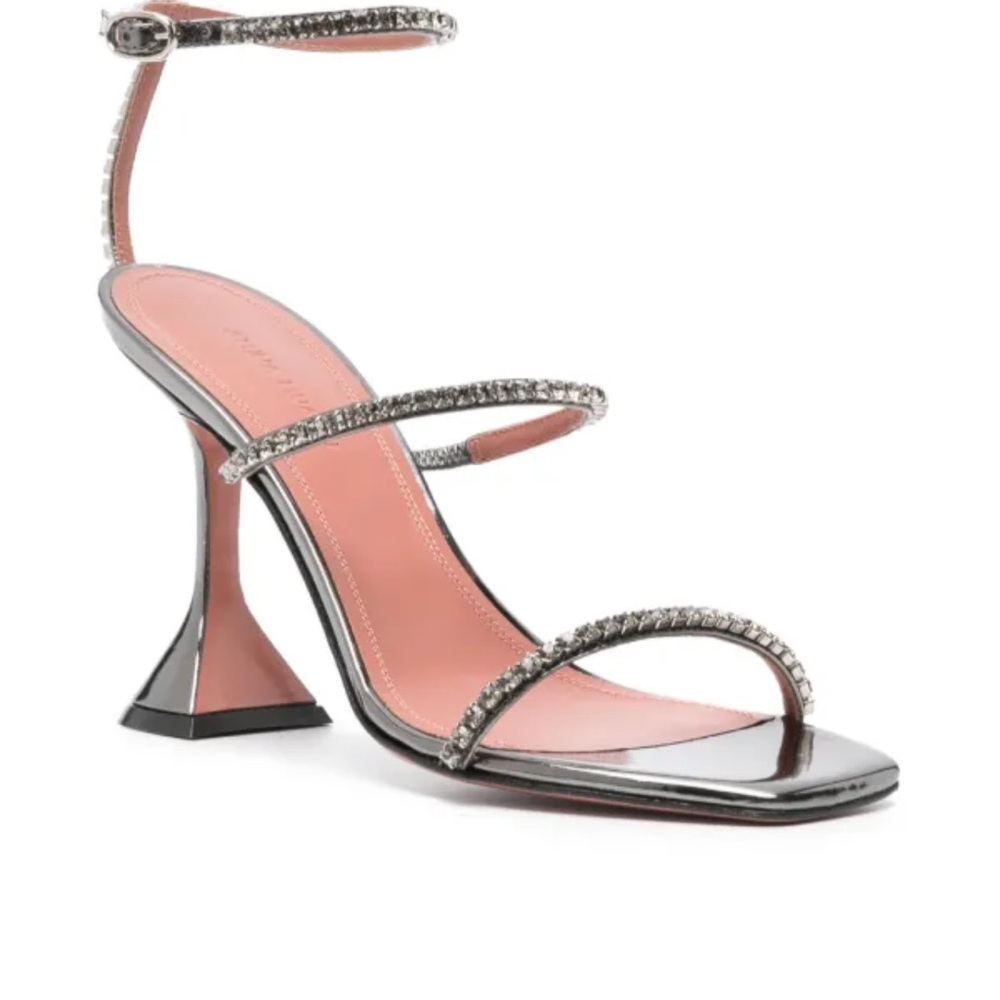 Amina Muaddi Black and Pink Heels